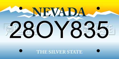 28OY835 Nevada License Plate