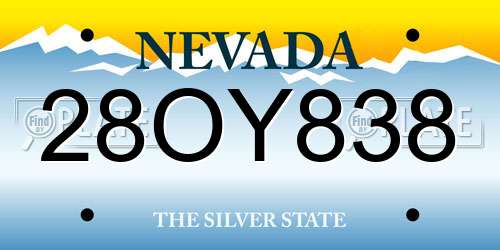 28OY838 Nevada License Plate