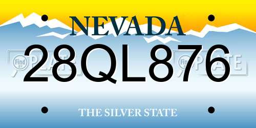 28QL876 Nevada License Plate