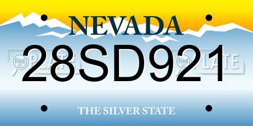 28SD921 Nevada License Plate