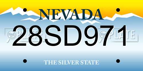 28SD971 Nevada License Plate