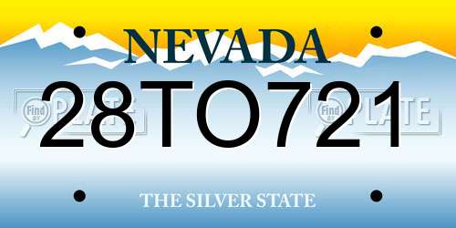 28TO721 Nevada License Plate