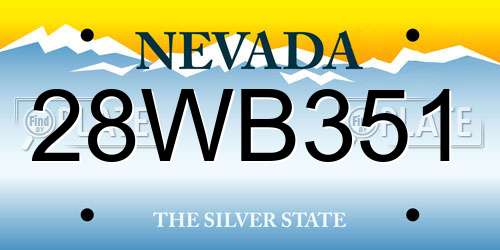 28WB351 Nevada License Plate