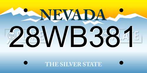 28WB381 Nevada License Plate