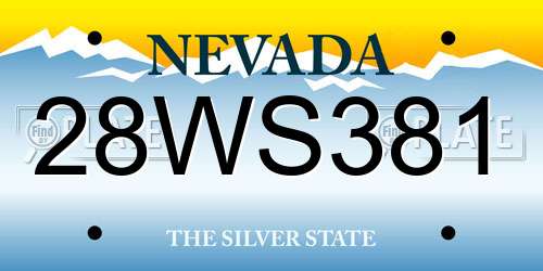 28WS381 Nevada License Plate