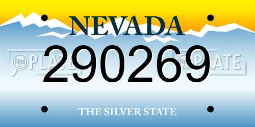 290269 Nevada License Plate