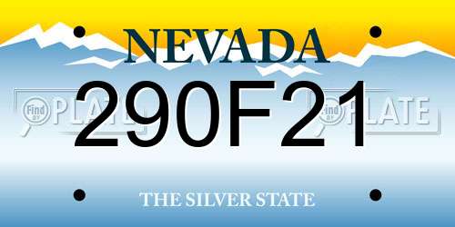 290F21 Nevada License Plate