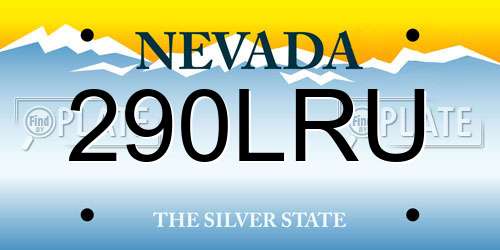 290LRU Nevada License Plate