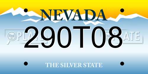 290T08 Nevada License Plate