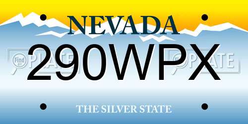 290WPX Nevada License Plate