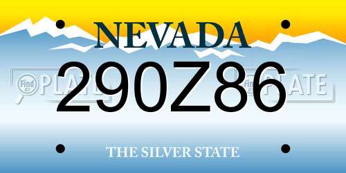 290Z86 Nevada License Plate