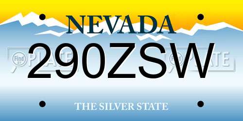 290ZSW Nevada License Plate