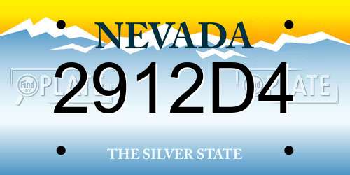 2912D4 Nevada License Plate