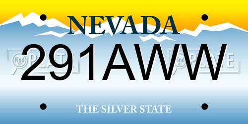 291AWW Nevada License Plate