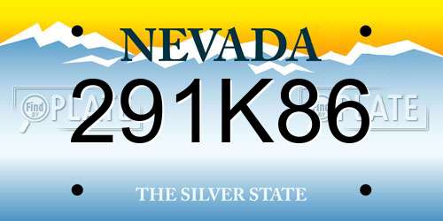 291K86 Nevada License Plate