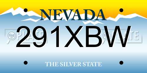 291XBW Nevada License Plate