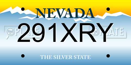 291XRY Nevada License Plate