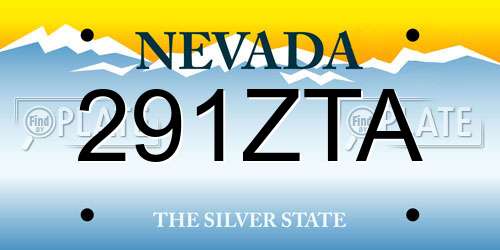 291ZTA Nevada License Plate