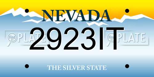 2923IT Nevada License Plate