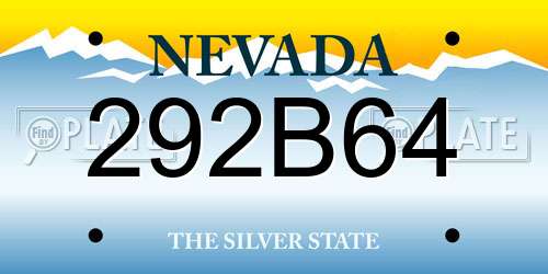 292B64 Nevada License Plate