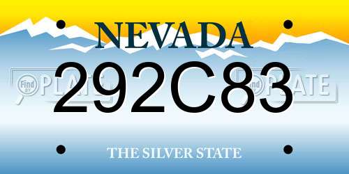 292C83 Nevada License Plate