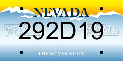 292D19 Nevada License Plate