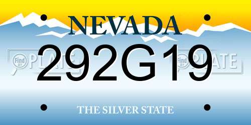 292G19 Nevada License Plate