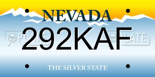 292KAF Nevada License Plate