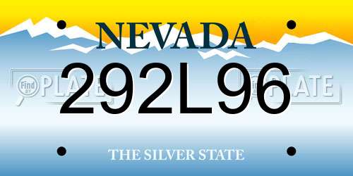 292L96 Nevada License Plate