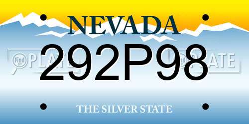 292P98 Nevada License Plate