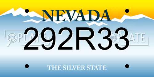 292R33 Nevada License Plate