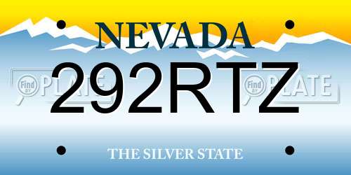 292RTZ Nevada License Plate