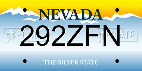 292ZFN Nevada License Plate