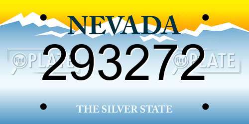 293272 Nevada License Plate