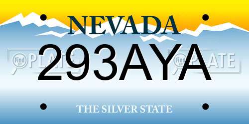 293AYA Nevada License Plate