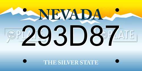 293D87 Nevada License Plate