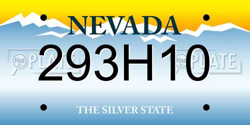 293H10 Nevada License Plate
