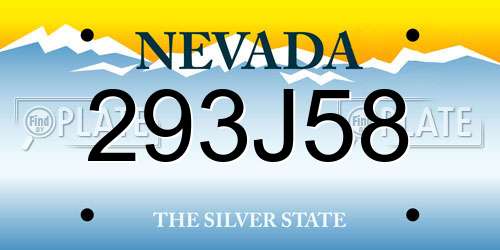 293J58 Nevada License Plate