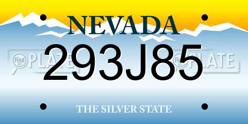 293J85 Nevada License Plate