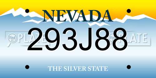 293J88 Nevada License Plate