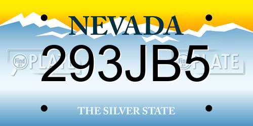 293JB5 Nevada License Plate
