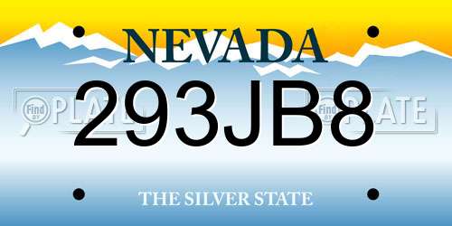 293JB8 Nevada License Plate