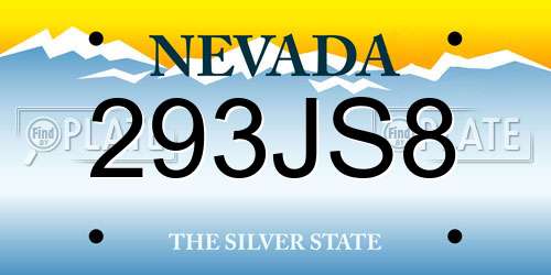 293JS8 Nevada License Plate