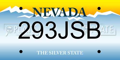 293JSB Nevada License Plate