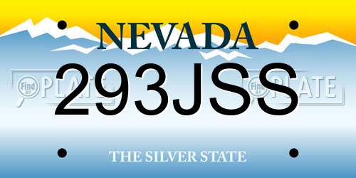 293JSS Nevada License Plate