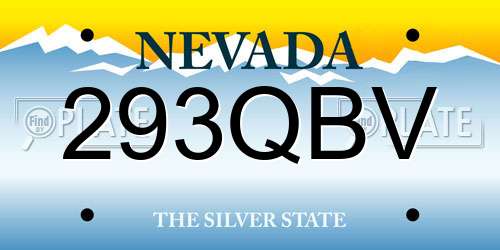 293QBV Nevada License Plate