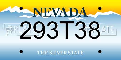 293T38 Nevada License Plate