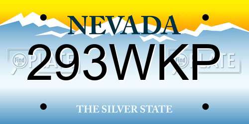 293WKP Nevada License Plate
