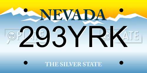 293YRK Nevada License Plate