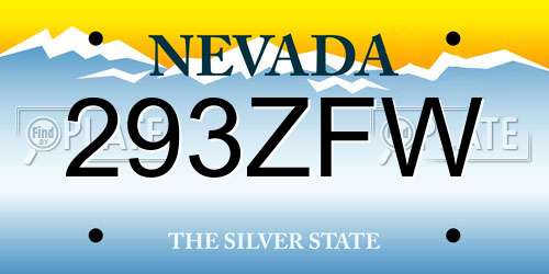293ZFW Nevada License Plate